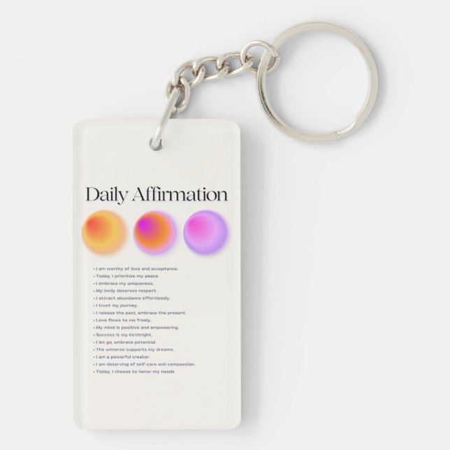 daily affirmations manifestation  keychain (Back)