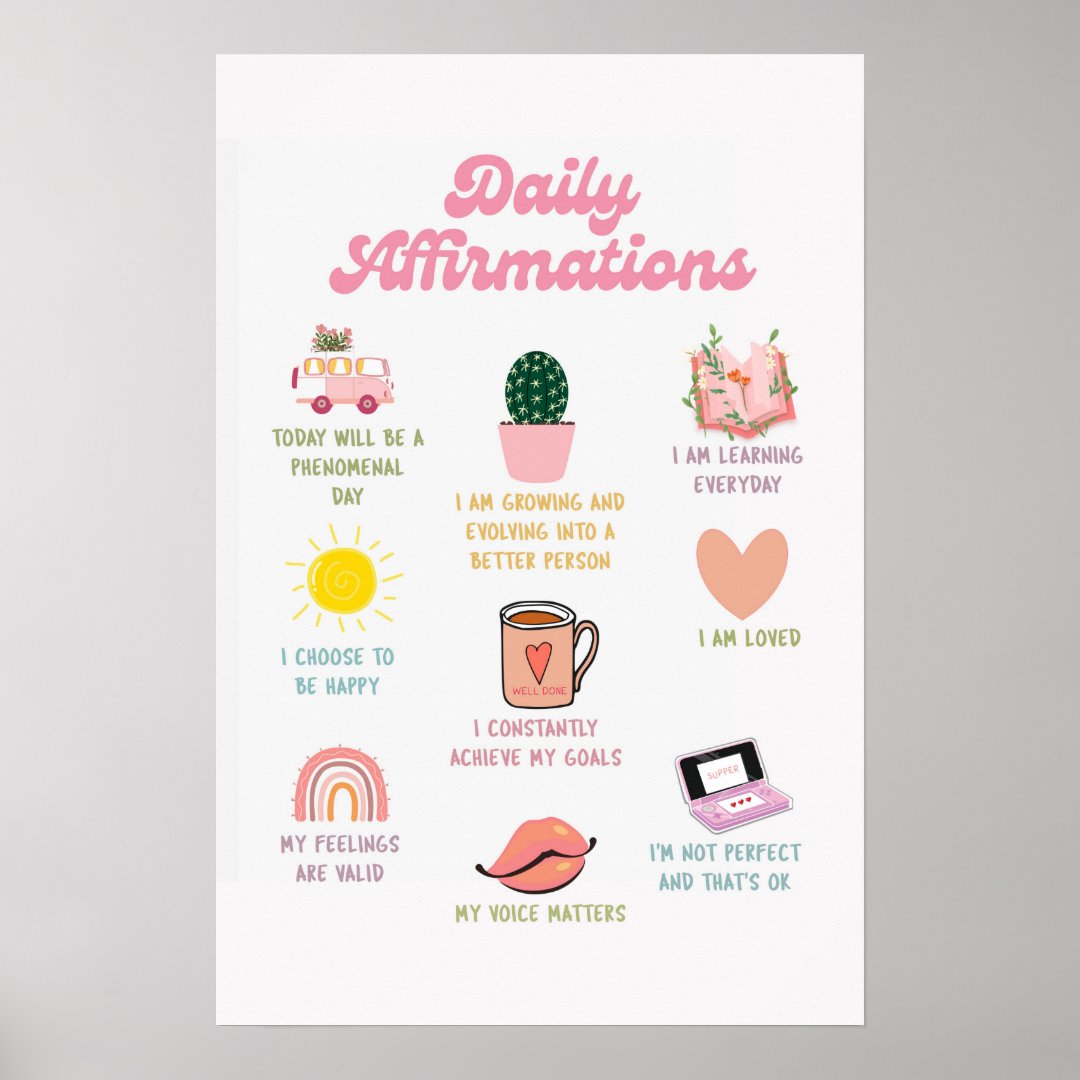 Daily Affirmations_Mental Health Poster | Zazzle