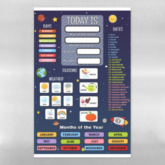 Daily Calendar for Kindergarten and Elementary Magnetic Dry Erase Sheet