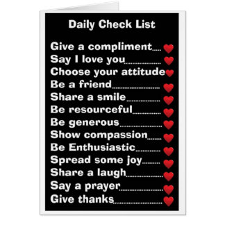 Daily Check List Cards