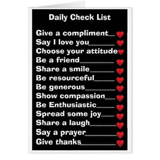 Daily Check List Cards (Front)