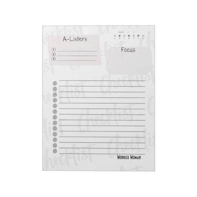 Daily Checklist – Customizable Tear-Off Notepad (Rotated)