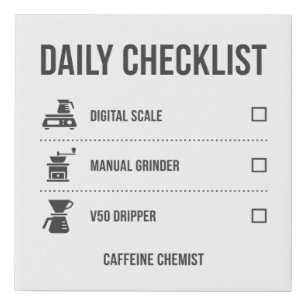 Daily Checklist Home Barista - Caffeine Chemist Faux Canvas Print