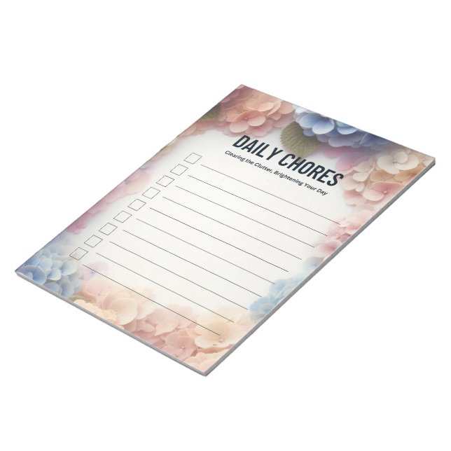 Daily Chores Hydrangea Pages  Notepad (Angled)