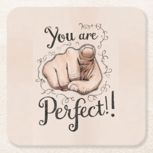 Daily Confidence You Are Perfect Motivational Square Paper Coaster