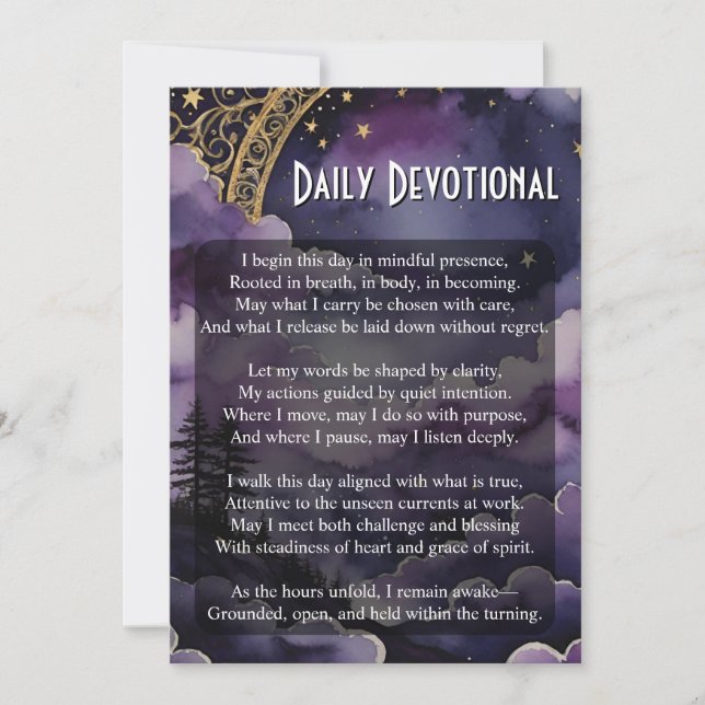 Daily Devotional Pagan Prayer Pocket Ritual Card (Front)