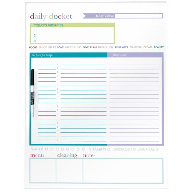 Daily Docket Dry Erase Board (Front)