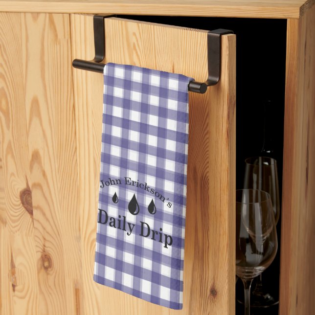 Daily Drip Kitchen Towel NAVY GINGHAM (Thirds Fold)