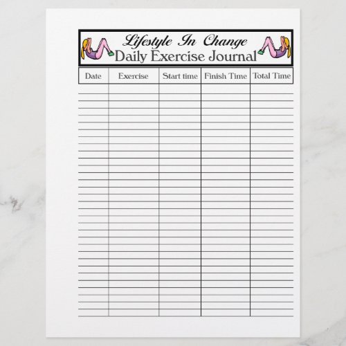 Daily Exercise Page For Lifestyle Change Flyer