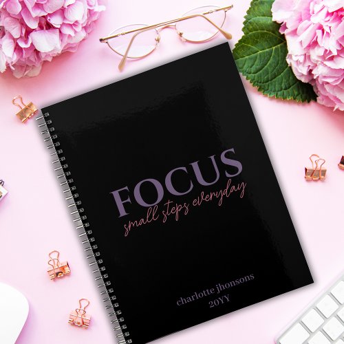 Daily Focus Small Steps Everyday Inspiring Black  Planner