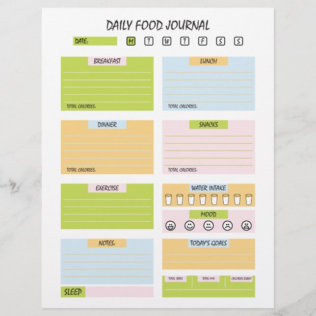  Daily food journal Letterhead (Front)
