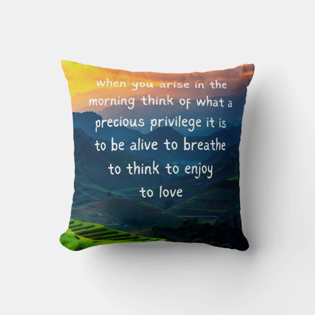 Daily Gratitude Quote Throw Pillow (Front)