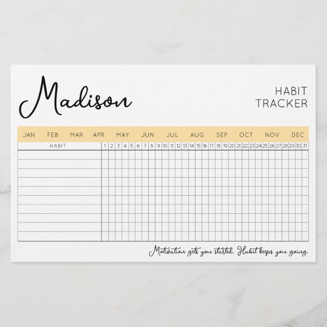 Daily Habit Tracker with Name Double Sided Planner Stationery (Front)