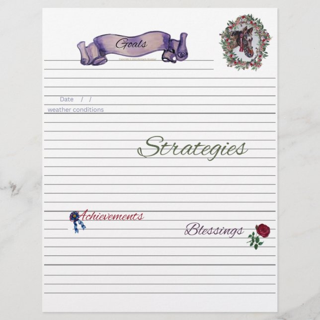 DAILY HORSE JOURNAL CUSTOMIZE WITH YOUR OWN HORSE LETTERHEAD (Front)