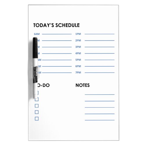 Daily  Hourly Schedule Dry Erase Board