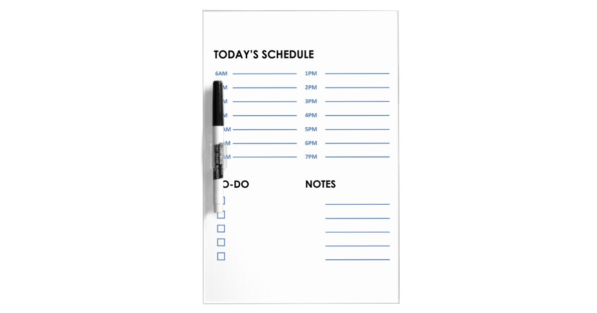 Daily Hourly Schedule Dry Erase Board Zazzle daily-hourly-schedule-dry-erase-board-zazzle