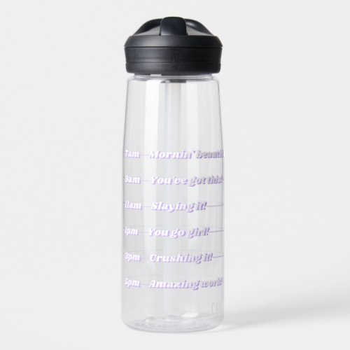 Daily Hydration Schedule White Purple Groovy  Water Bottle
