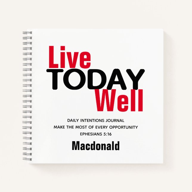 Daily Intentions LIVE TODAY WELL Christian Notebook (Front)
