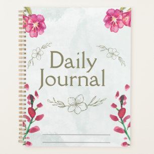 "Daily Journal" Delicate Pink Floral Planner