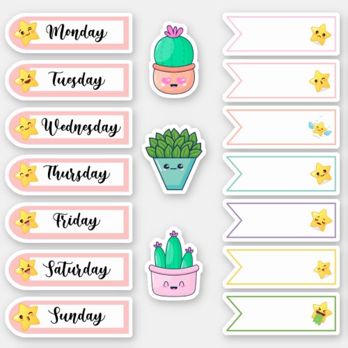 Daily Kawaii Star Stickers for Planners