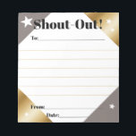 Daily kudos shout out employee recognition display notepad<br><div class="desc">Daily or occasional shout-outs or kudos in recognition of your employees everyday victories is easy with this notepad ready to glorify your staff on a moment's notice! Personalize it with your own text and color scheme.</div>