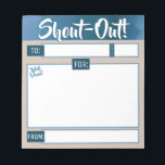Daily kudos shout out employee recognition display notepad<br><div class="desc">Daily or occasional shout-outs or kudos in recognition of your employees everyday victories is easy with this notepad ready to glorify your staff on a moment's notice! Personalize it with your own text and color scheme.</div>