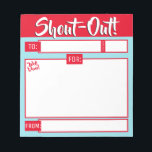 Daily kudos shout out employee recognition display notepad<br><div class="desc">Daily or occasional shout-outs or kudos in recognition of your employees everyday victories is easy with this notepad ready to glorify your staff on a moment's notice! Personalize it with your own text and color scheme.</div>