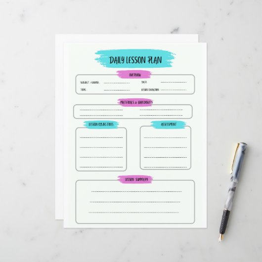 Daily Lesson Planner Page,School Planner Printable (Front/Back In Situ)