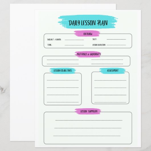 Daily Lesson Planner Page,School Planner Printable (Front/Back)