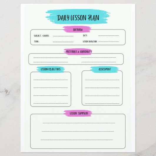 Daily Lesson Planner Page,School Planner Printable (Front)