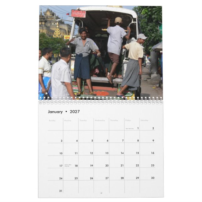 Daily Life Yangon 2012 Calendar (Jan 2027)