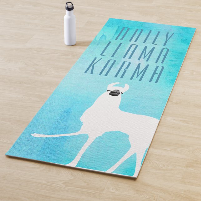 Daily Llama Karma Watercolor Abstract Pattern Yoga Mat (In Situ)