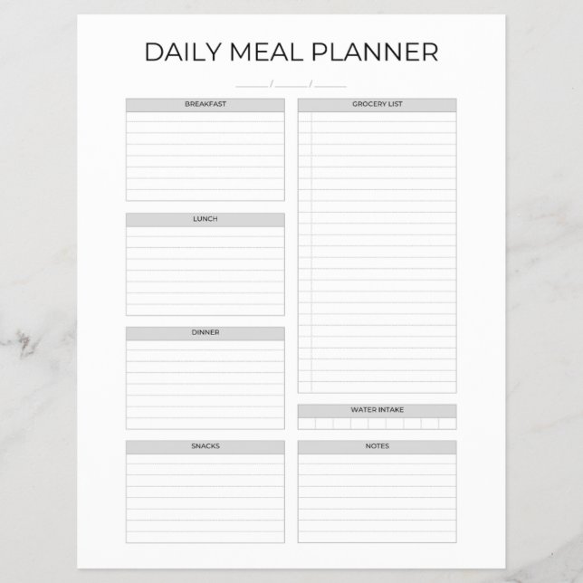 Daily Meal Planner | Simple Minimalistic Clean Flyer (Front)