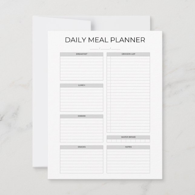 Daily Meal Planner | Simple Minimalistic Clean Invitation (Front)