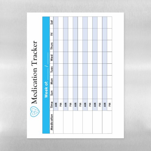 Daily Medication Tracker Magnetic Dry Erase Sheet