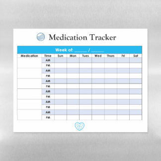Daily Medication Tracker Magnetic Dry Erase Sheet