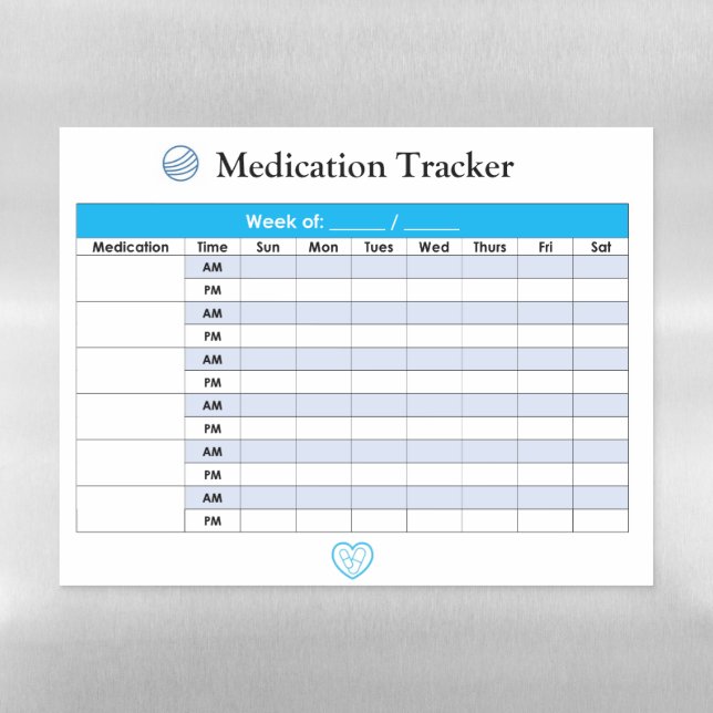 Daily Medication Tracker Magnetic Dry Erase Sheet (Horizontal)