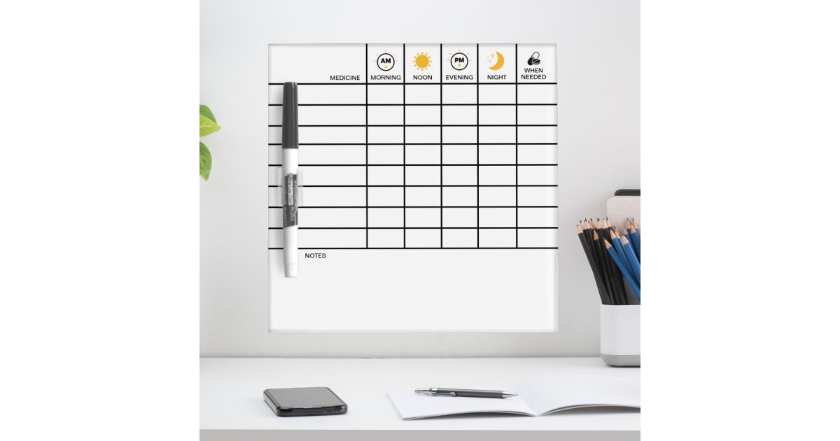 Daily Medicine Tracker Take Your Meds Reminder Dry Erase Board Zazzle 1738