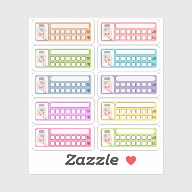 Daily Medicine Vitamin Intake Pill Tracker Planner Sticker (Sheet)