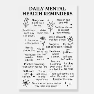Daily Mental Health Reminders Foam Board