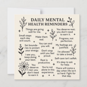 Daily Mental Health Reminders Magnetic Invitation