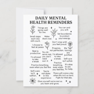 Daily Mental Health Reminders Postcard