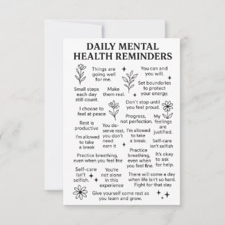 Daily Mental Health Reminders Thank You Card