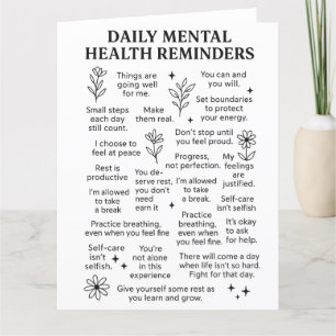 Daily Mental Health Reminders Thank You Card