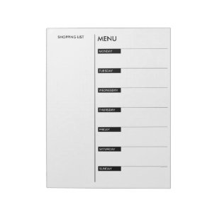 Daily Menu and Shopping List Notepad