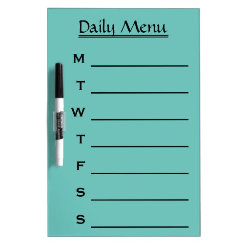 Daily Menu Weekly Menu Dry Erase Board