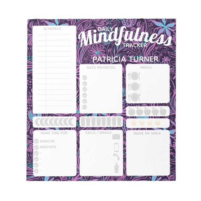 Daily Mindfulness habit tracker 5.5" x 6" Notepad (Front)