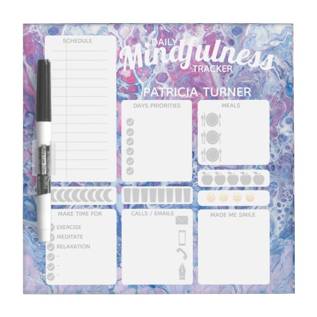 Daily Mindfulness habit tracker Dry Erase Board (Front)
