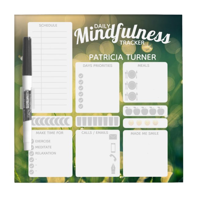 Daily Mindfulness habit tracker Dry Erase Board (Front)