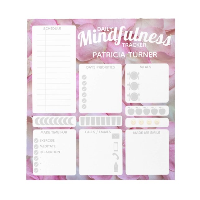 Daily Mindfulness habit tracker Dry Erase Board No Notepad (Front)